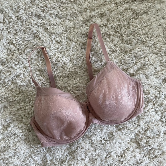 Soma Beige Blush Pink Lace Lightest Lift Perfect Coverage Bra Size 36D - Picture 1 of 4